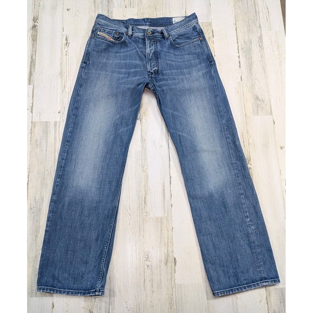 Y2K Diesel Jeans Mens 34x32 Baggy Quratt Button Fly Made in Italy Blue Denim